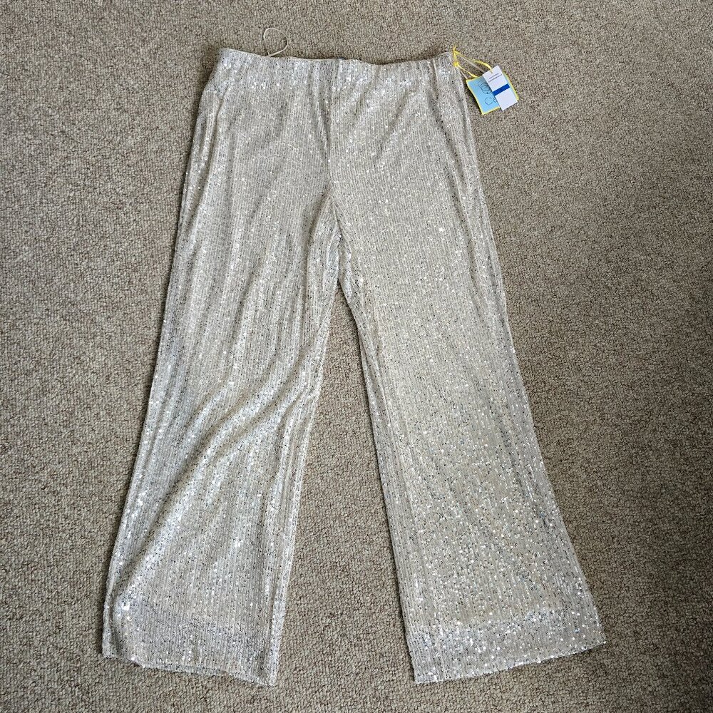 NWT CeCe Women's Sequin Wide Leg Pants Size XL